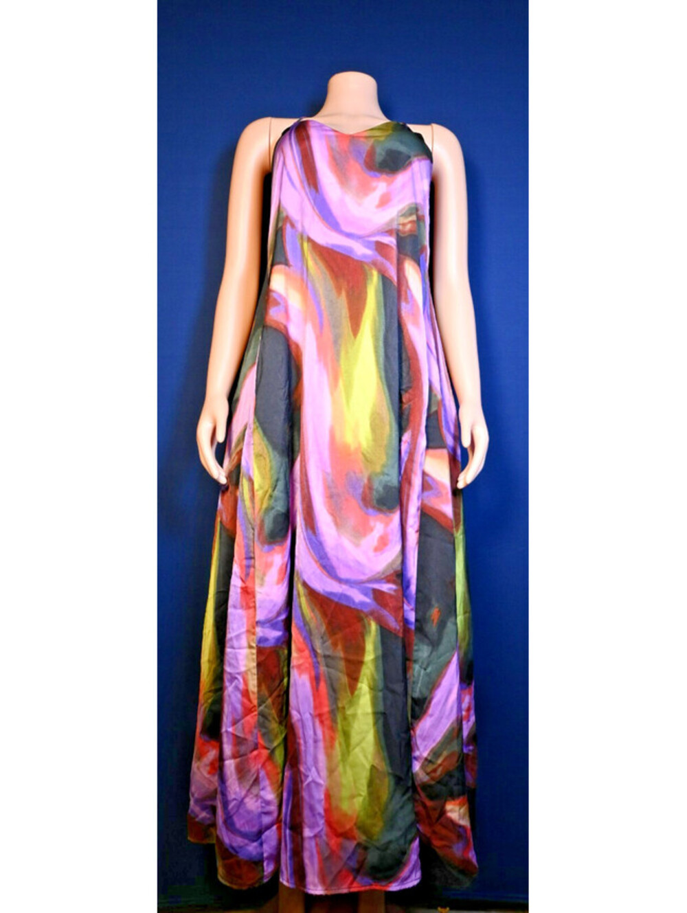 Nicole Miller Women's Dress Size M V-Neck Spaghetti Strap Abstract W Pockets